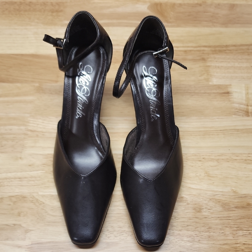 Lily Black Women's Ankle Strap Heels